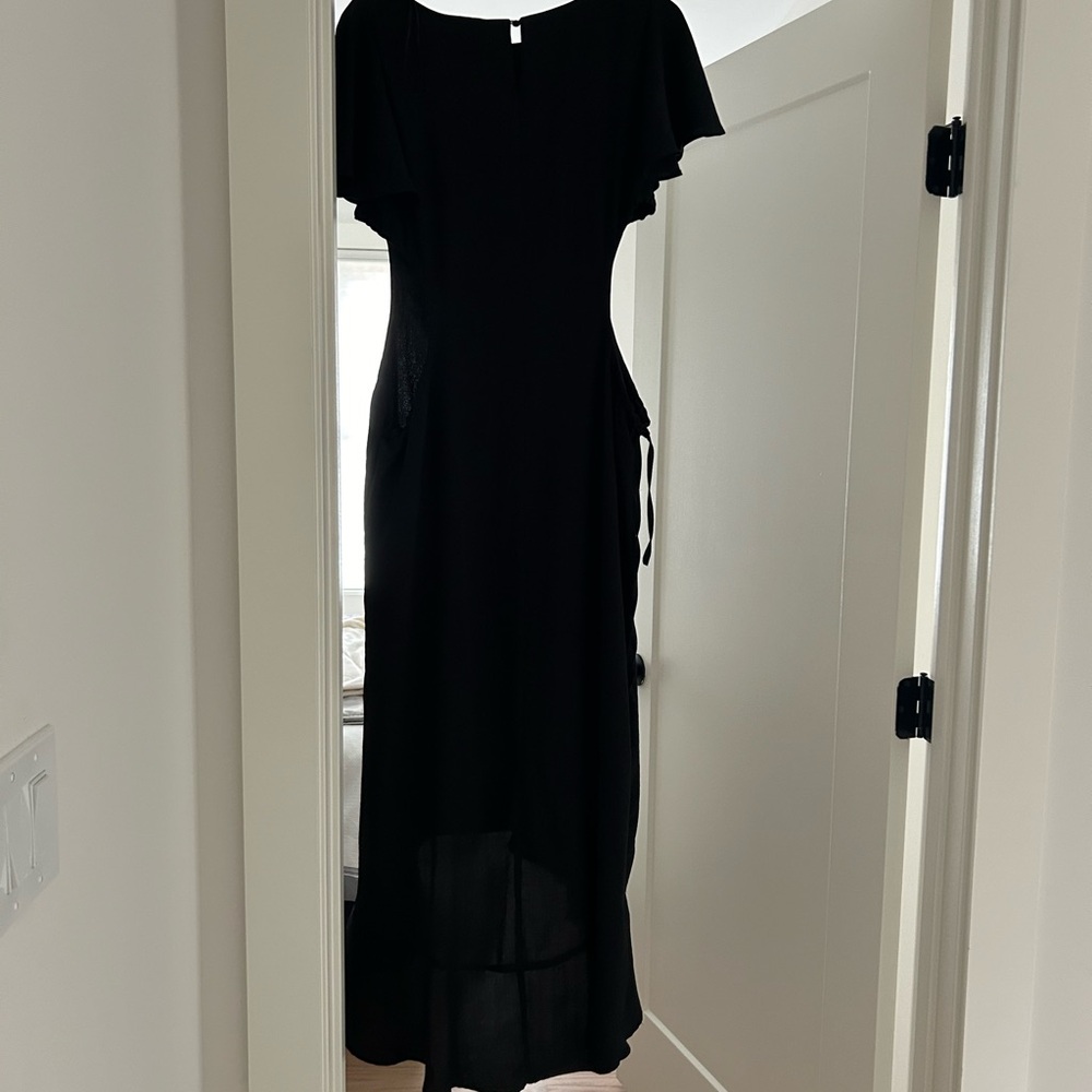 HYFVE black flutter sleeve side cut out high low dress size small